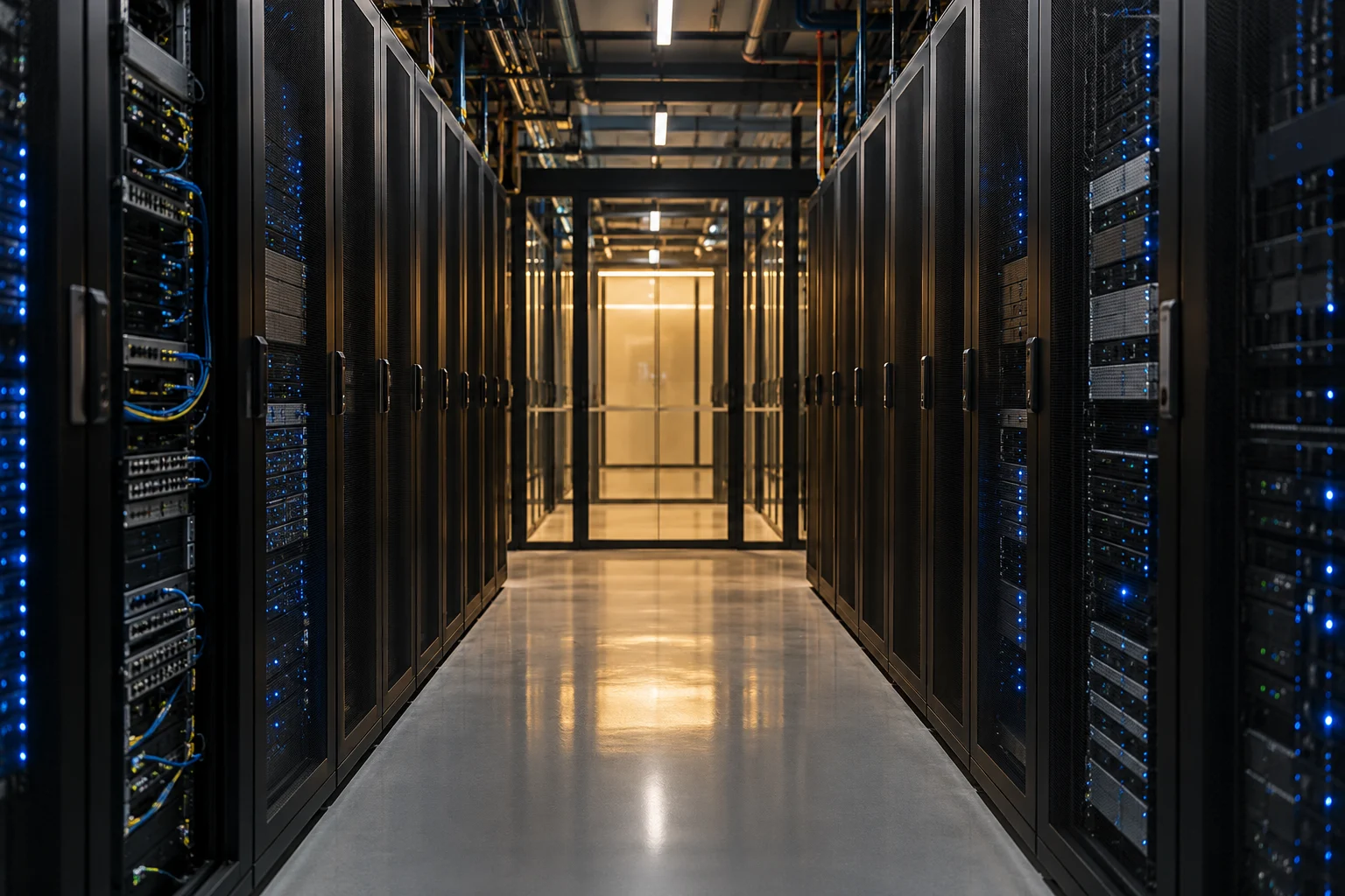 Illustrative contemporary data centre with server racks