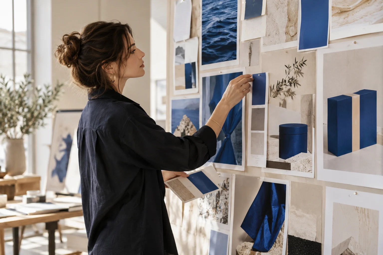 Illustrative creative director developing a brand moodboard